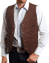 Brown Suede Leather Vest-Men